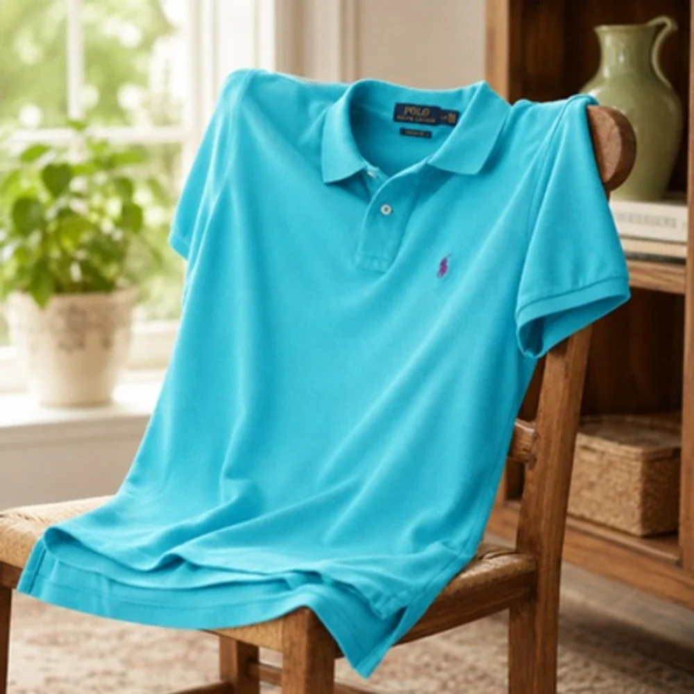 Polo Ralph Lauren Blue Custom Fit Polo Shirt Men's Large Pony Logo